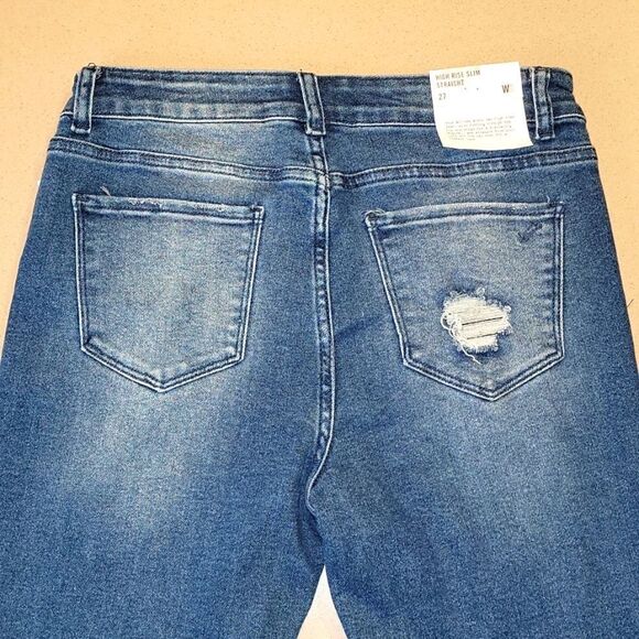 William Rast High Rise Slim Straight Distressed Wash Jeans - Picture 6 of 14